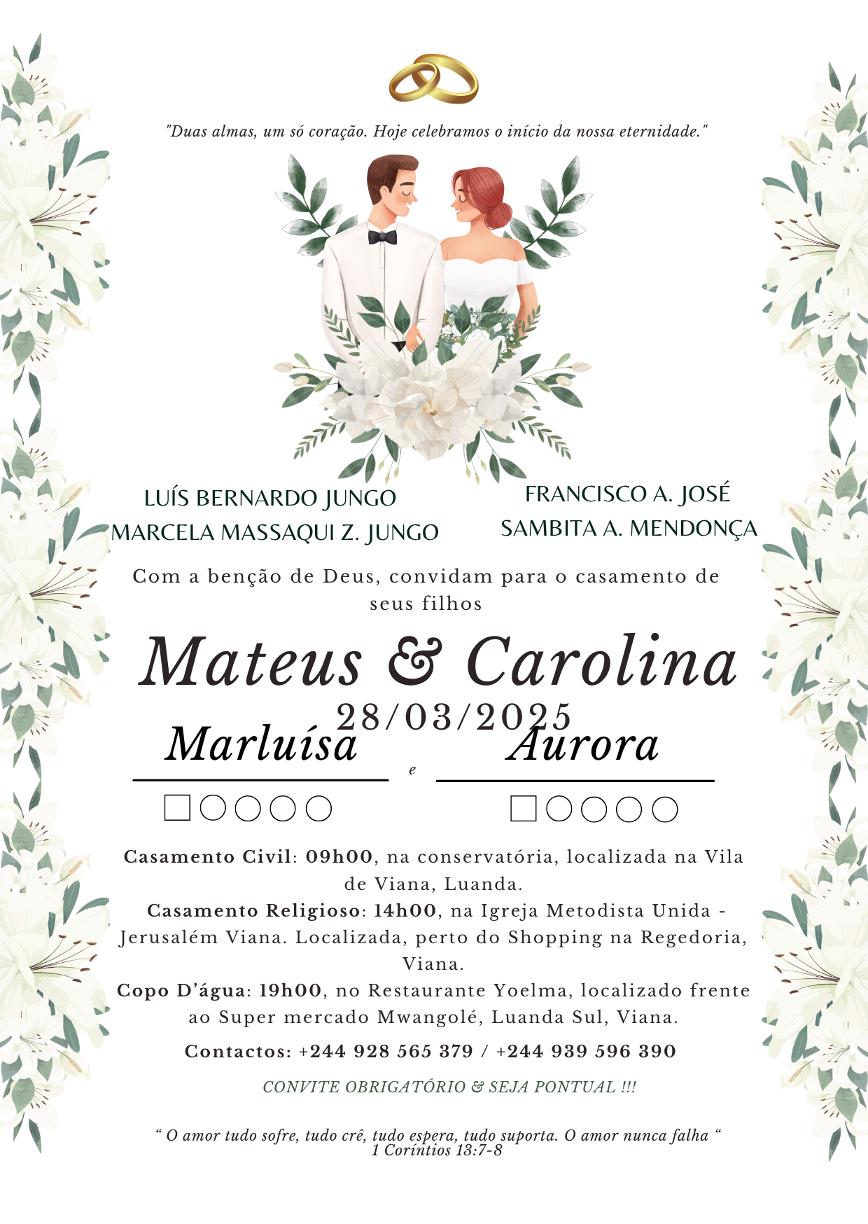 Convite Casamento Salomão & Glória